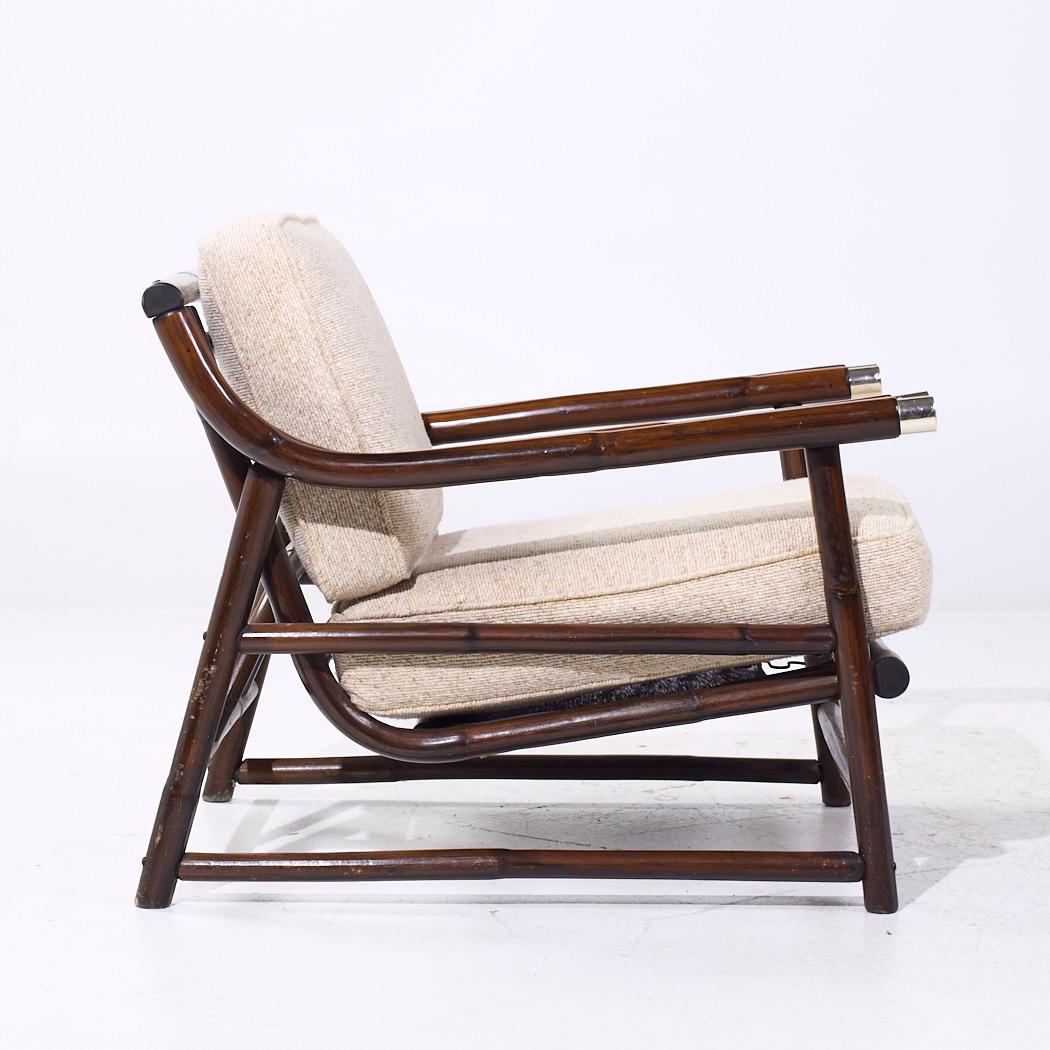Upholstery John Wisner for Ficks Reed Mid Century Bamboo Lounge Chair For Sale