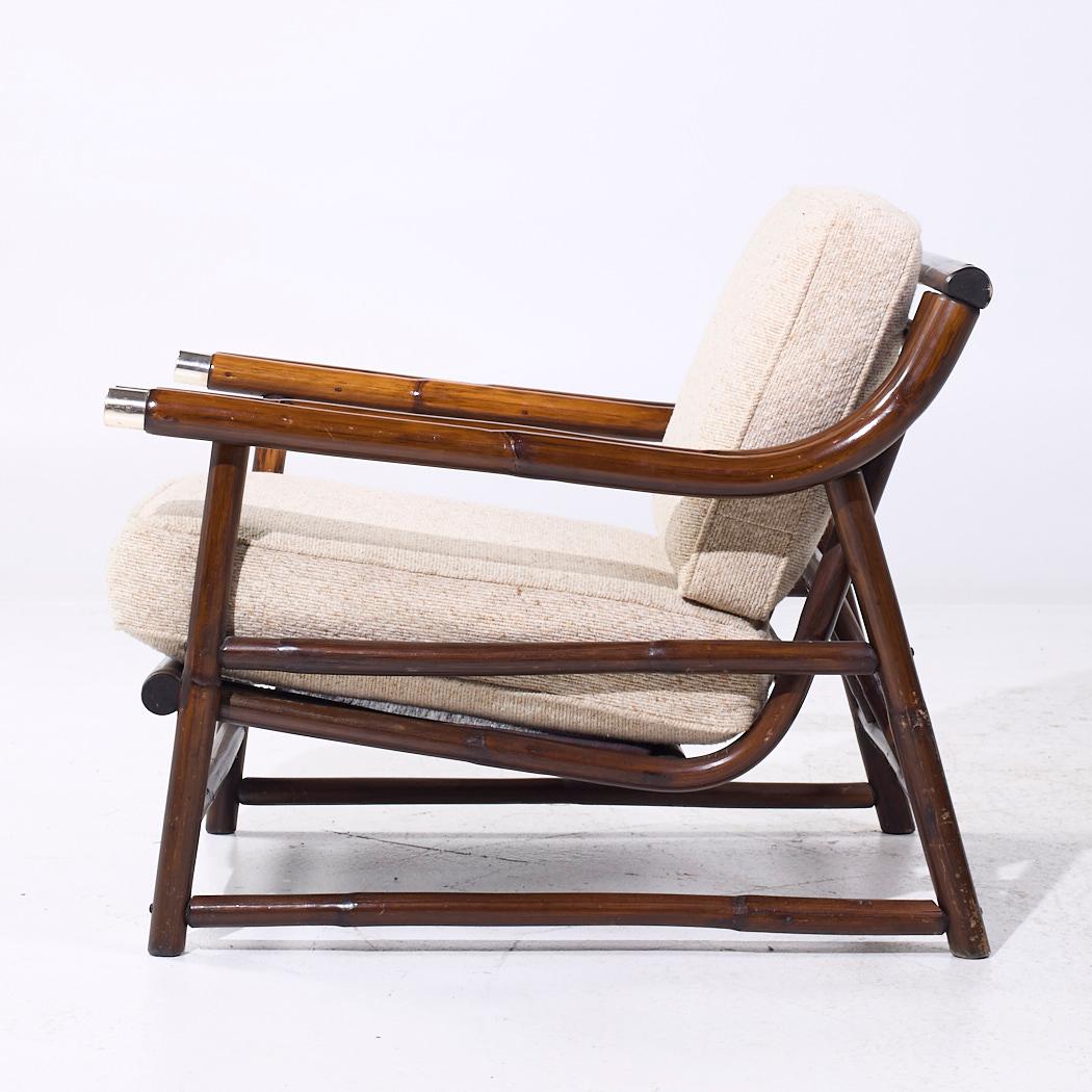 John Wisner for Ficks Reed Mid Century Bamboo Lounge Chair For Sale 1