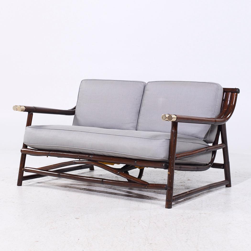 John Wisner para Ficks Reed Sofá Loveseat de bambú de mediados de siglo Moderno de mediados de siglo en venta
