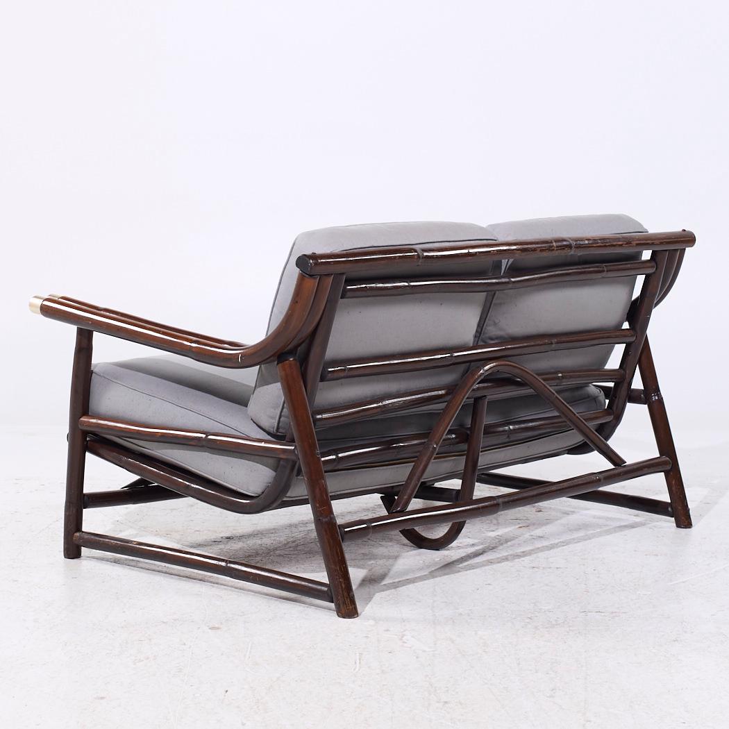 John Wisner para Ficks Reed Sofá Loveseat de bambú de mediados de siglo Estadounidense en venta
