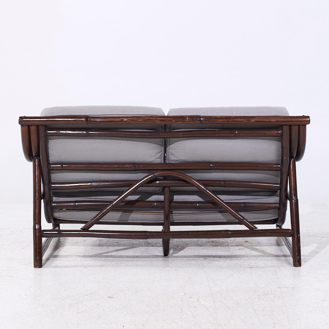 John Wisner para Ficks Reed Sofá Loveseat de bambú de mediados de siglo en Bueno estado para la venta en Countryside, IL