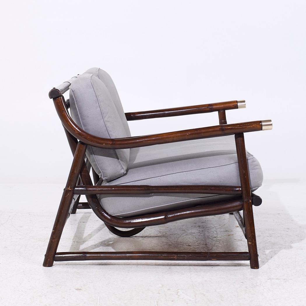 John Wisner para Ficks Reed Sofá Loveseat de bambú de mediados de siglo Tapicería en venta