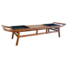 Retro John Wisner for Ficks Reed Pagoda Coffee Table/Bench, Bamboo and Cane, 1950's