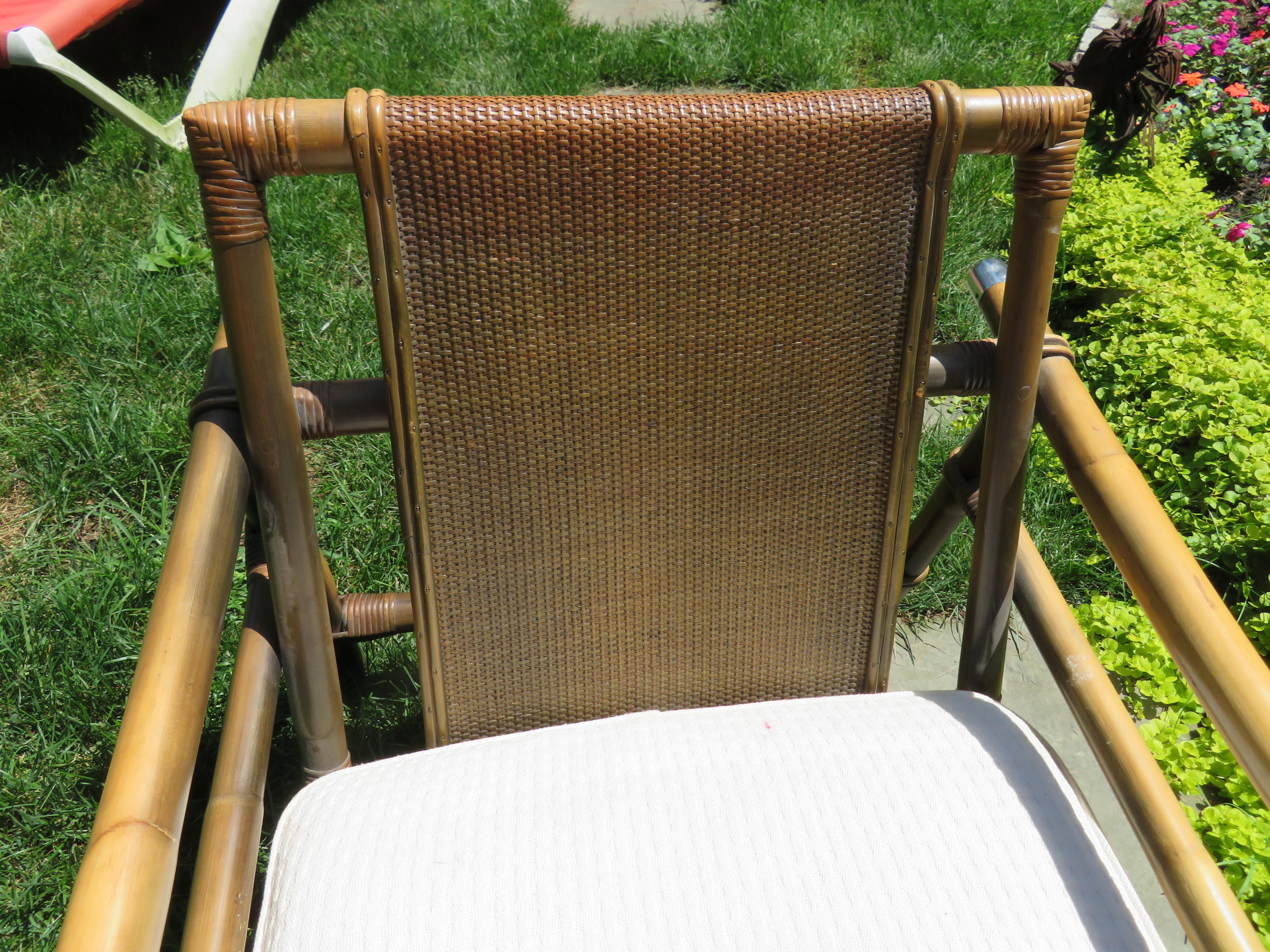 John Wisner for Ficks Reed Rattan Campaign Lounge Chair and Ottoman Mid-Century For Sale 2