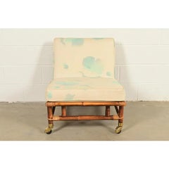 John Wisner Mid-Century Hollywood Regency Bamboo Rattan Lounge Chair, 1950s