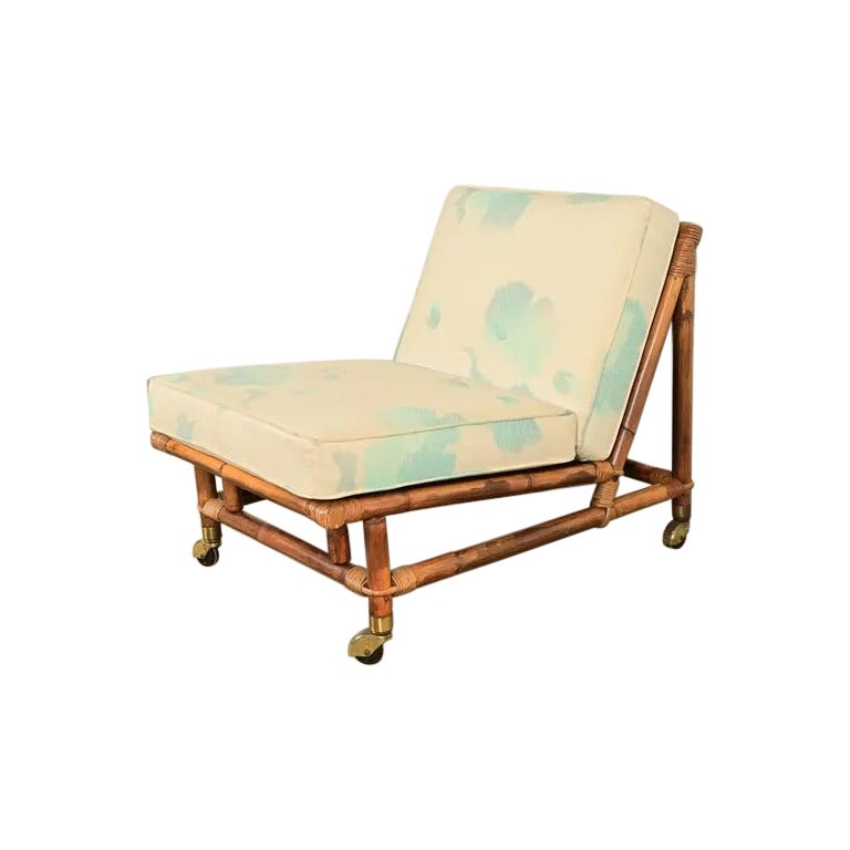 John Wisner Mid-Century Hollywood Regency Bamboo Rattan Lounge Chair, 1950s For Sale