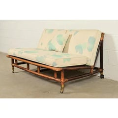 John Wisner Mid-Century Hollywood Regency Bamboo Rattan Loveseat, 1950s