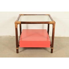 Table d'appoint à plateau de verre de style régence hollywoodienne du milieu du siècle, années 1950, John Wisner.