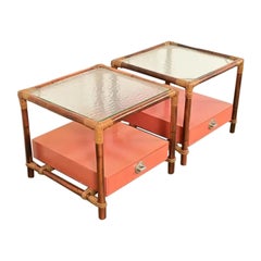 Table d'appoint à plateau de verre de style régence hollywoodienne du milieu du siècle, années 1950, John Wisner.