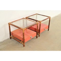 John Wisner Mid-Century Hollywood Regency Glass Top Side Table, 1950s