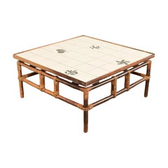 John Wisner Mid-Century Hollywood Regency Tile Top Coffee Table, 1950s