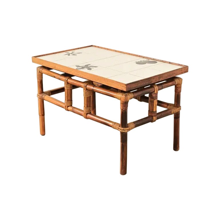 John Wisner Mid-Century Hollywood Regency Tile Top Side Table, 1950s For Sale