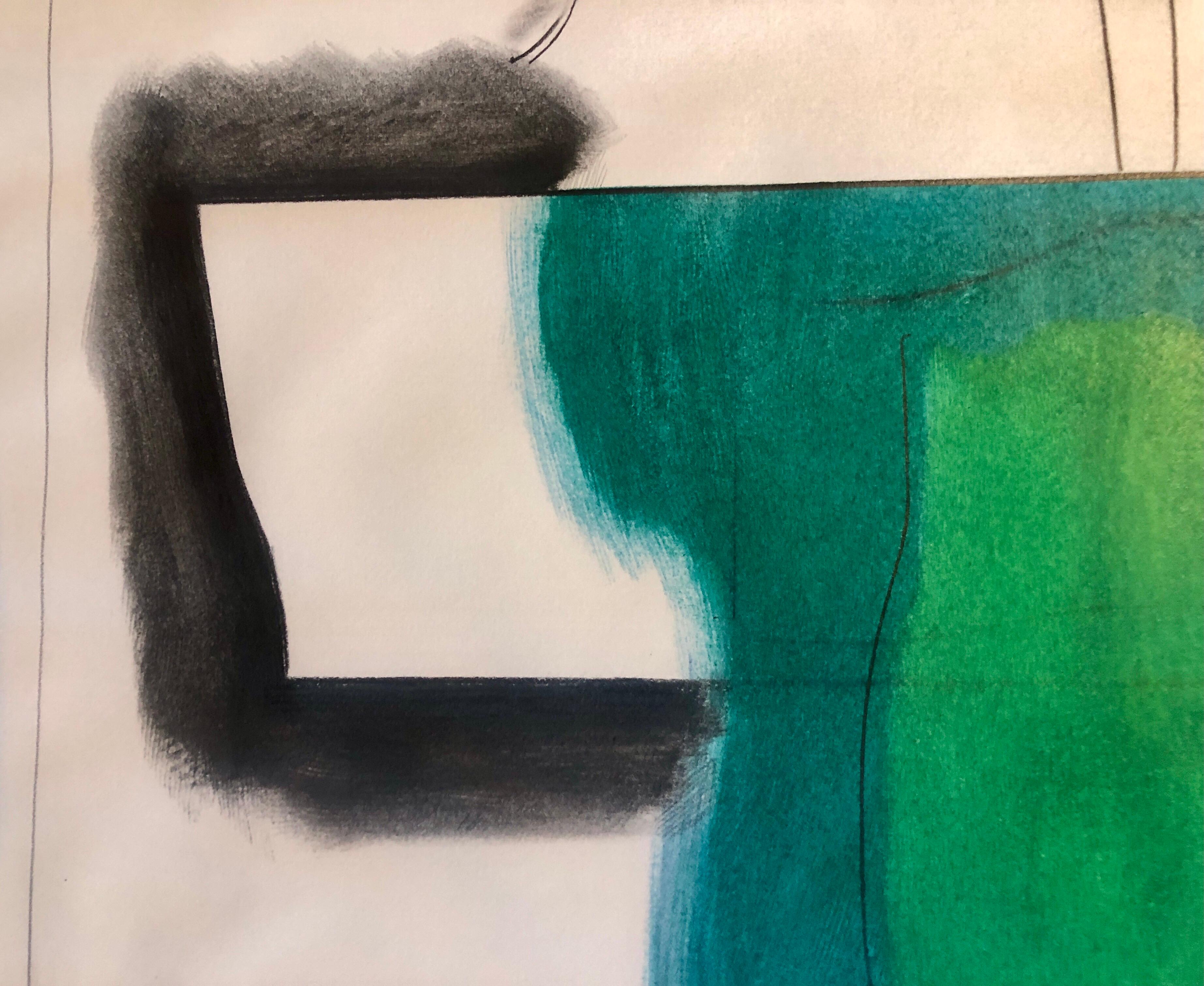 Abstracto MIxed Media Dibujo Vibrante Color Modernista Pintura Acuarela en venta 3