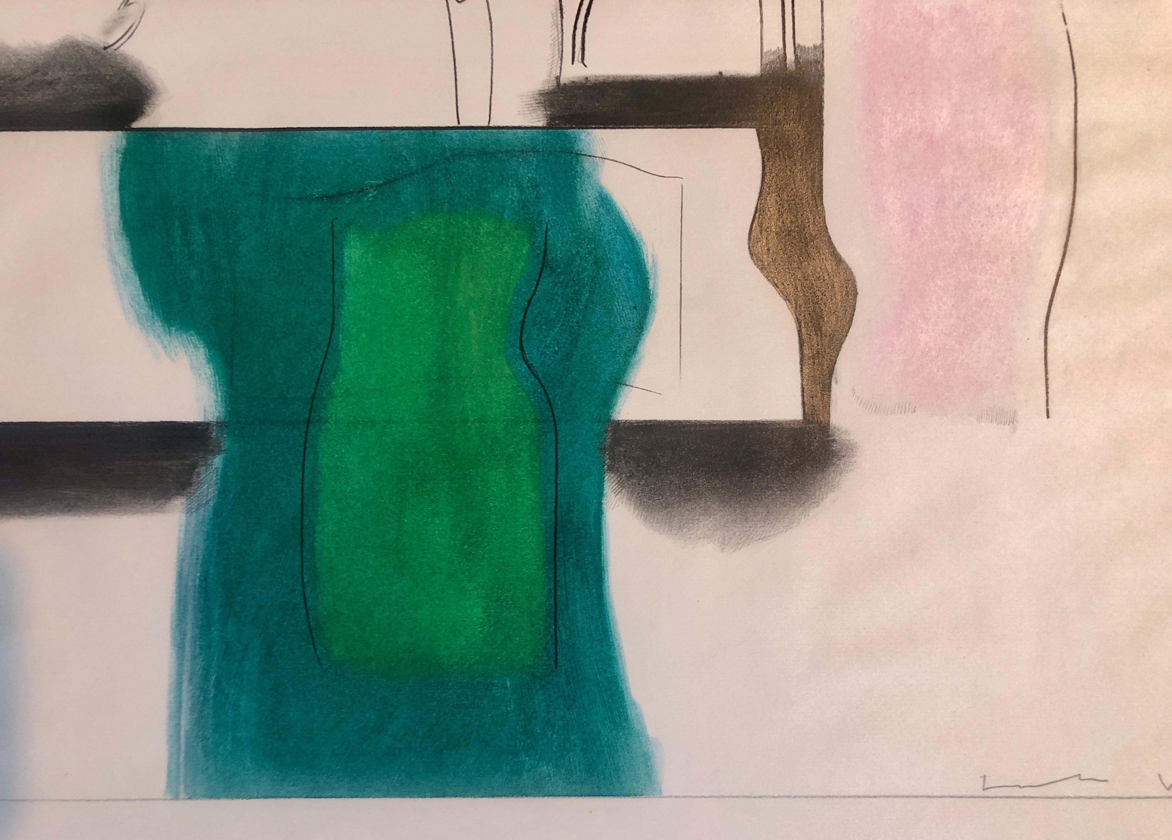 Abstracto MIxed Media Dibujo Vibrante Color Modernista Pintura Acuarela en venta 4