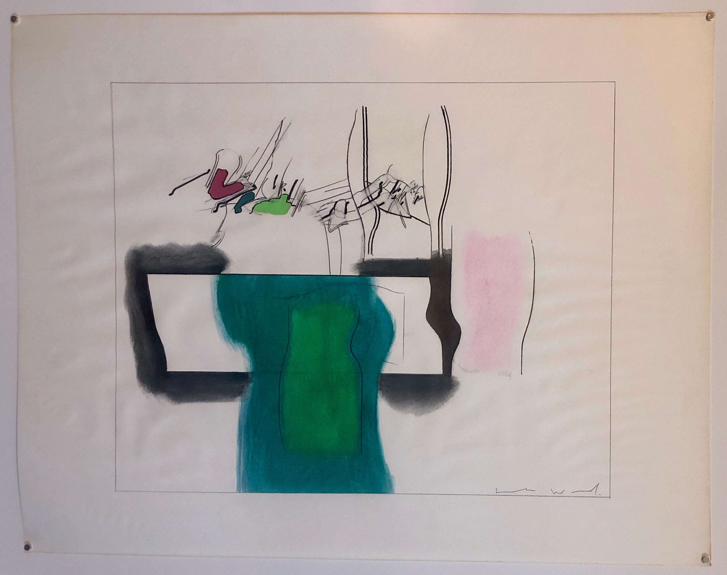 Abstracto MIxed Media Dibujo Vibrante Color Modernista Pintura Acuarela en venta 6