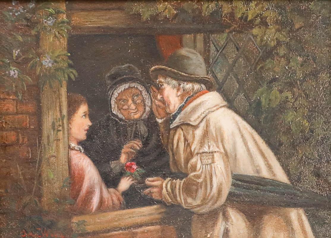 John Wood - Framed 19th Century Oil, Village Gossips For Sale 1