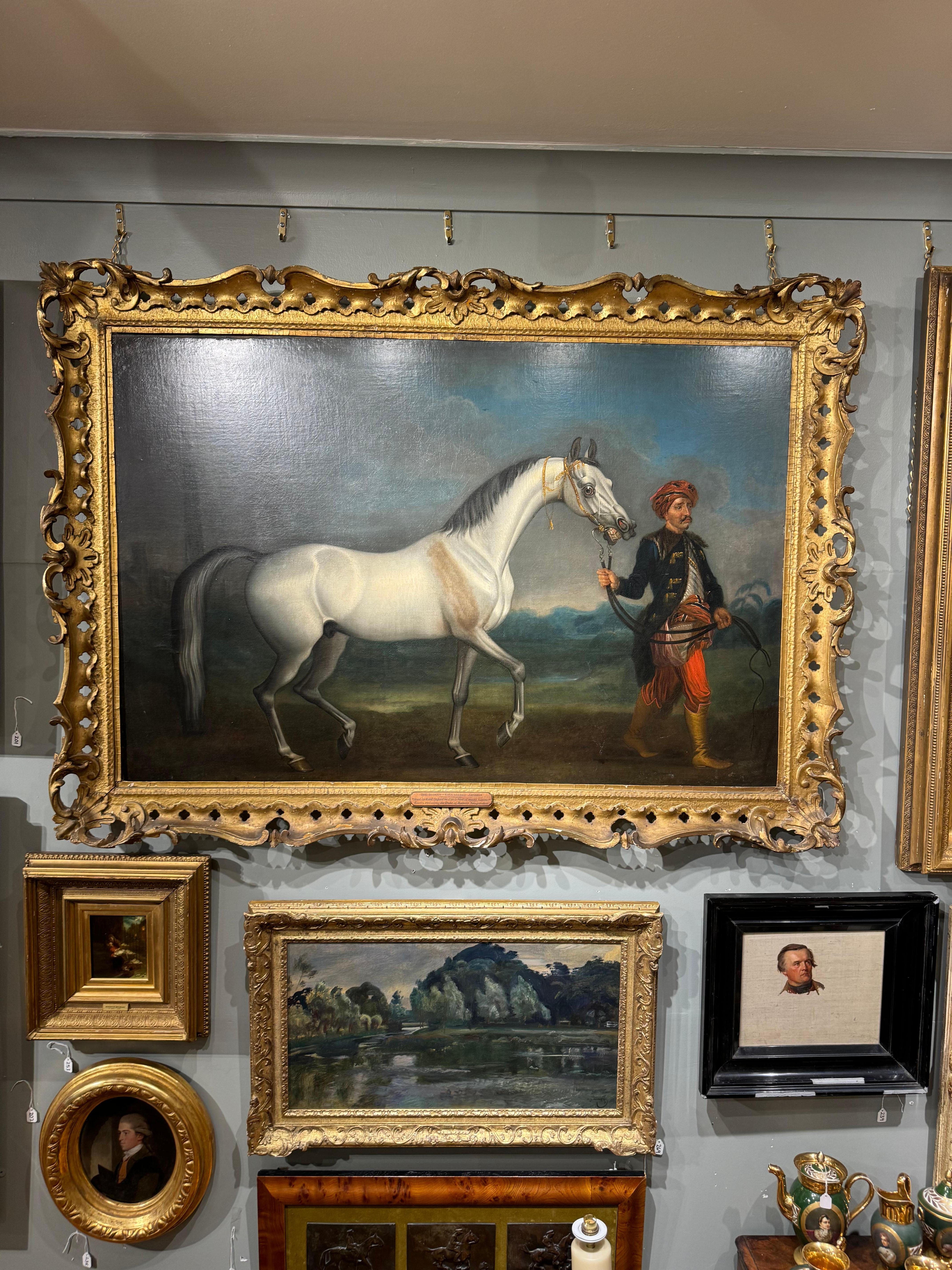 Il cavallo arabo dalle spalle insanguinate Olio su tela del XVIII secolo - Painting di John Wootton
