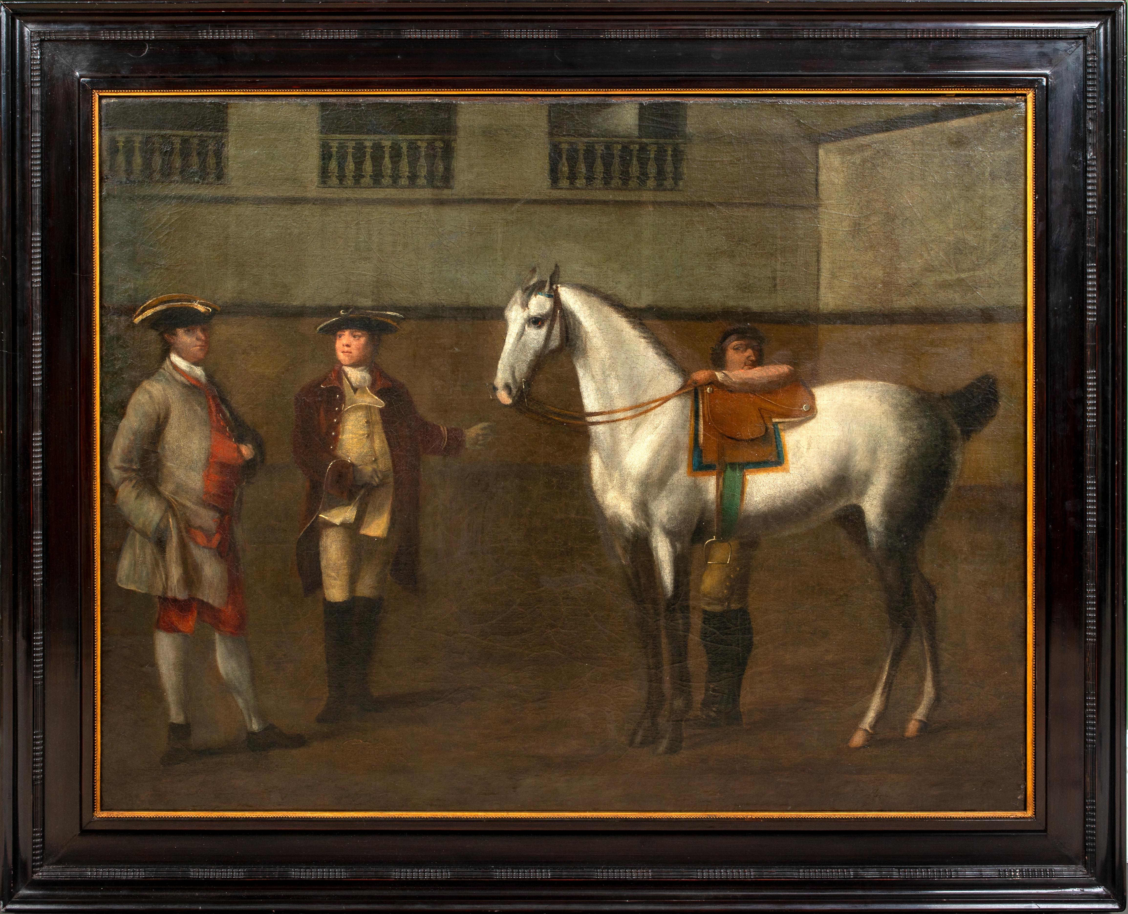 The Sale Of An Arabian Horse, 18th Century   - Black Animal Painting by John Wootton
