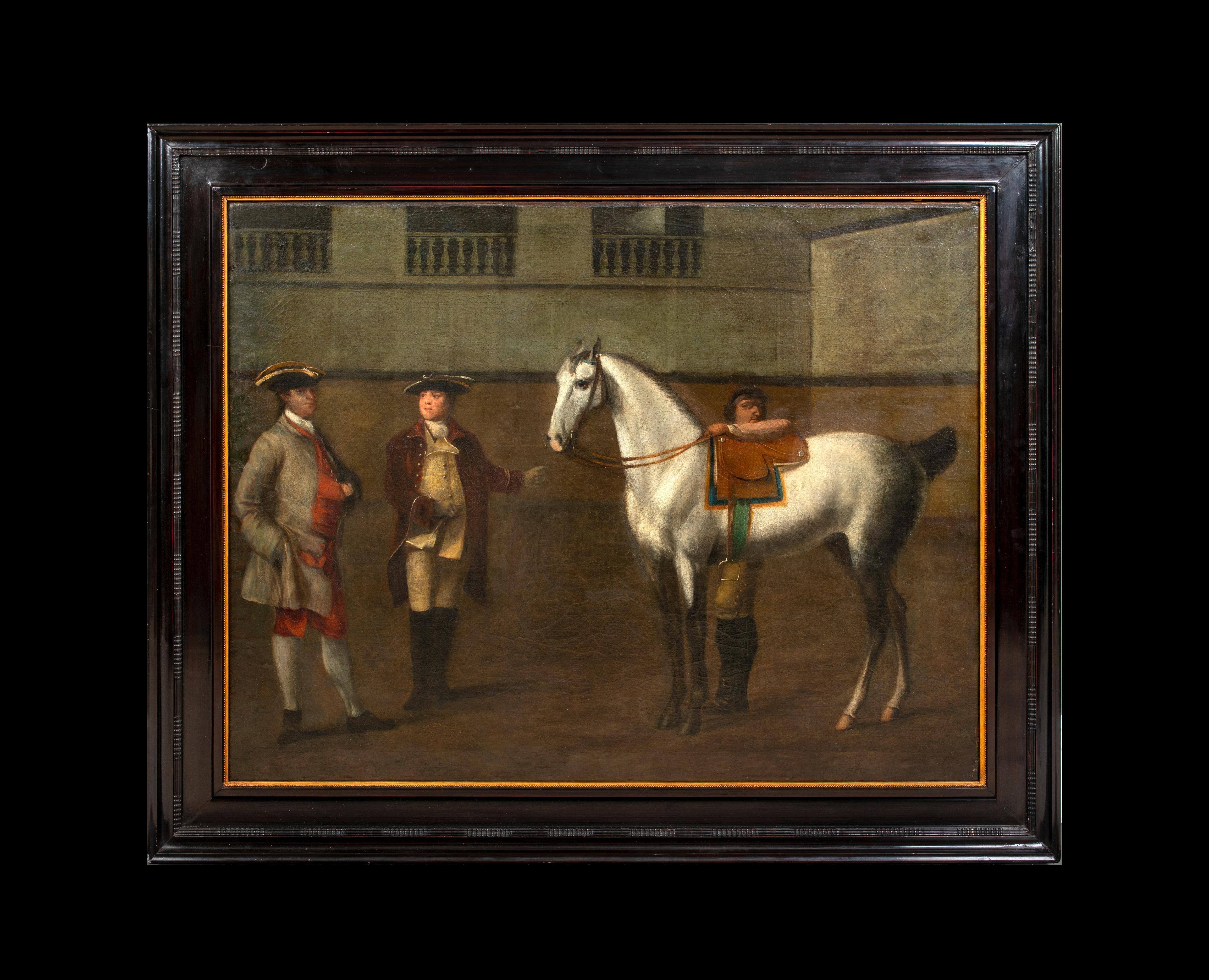 The Sale Of An Arabian Horse, 18th Century 

attributed to JOHN WOOTTON (1686-1746)

Large 18th Century early English equestrian scene of the sale of an Arabian horse between two gentlemen, oil on canvas attributed to John Wootton. Excellent quality