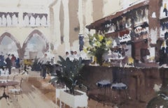 Original French Cafe Scene Impressionist watercolour by John Yardley (1933-)