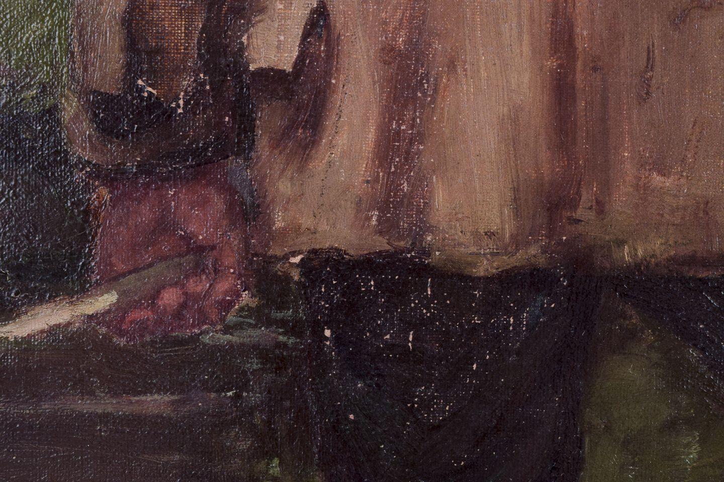 John Yeend King, pintor británico bien considerado. Óleo sobre lienzo. Dos chicos pescando. en venta 1