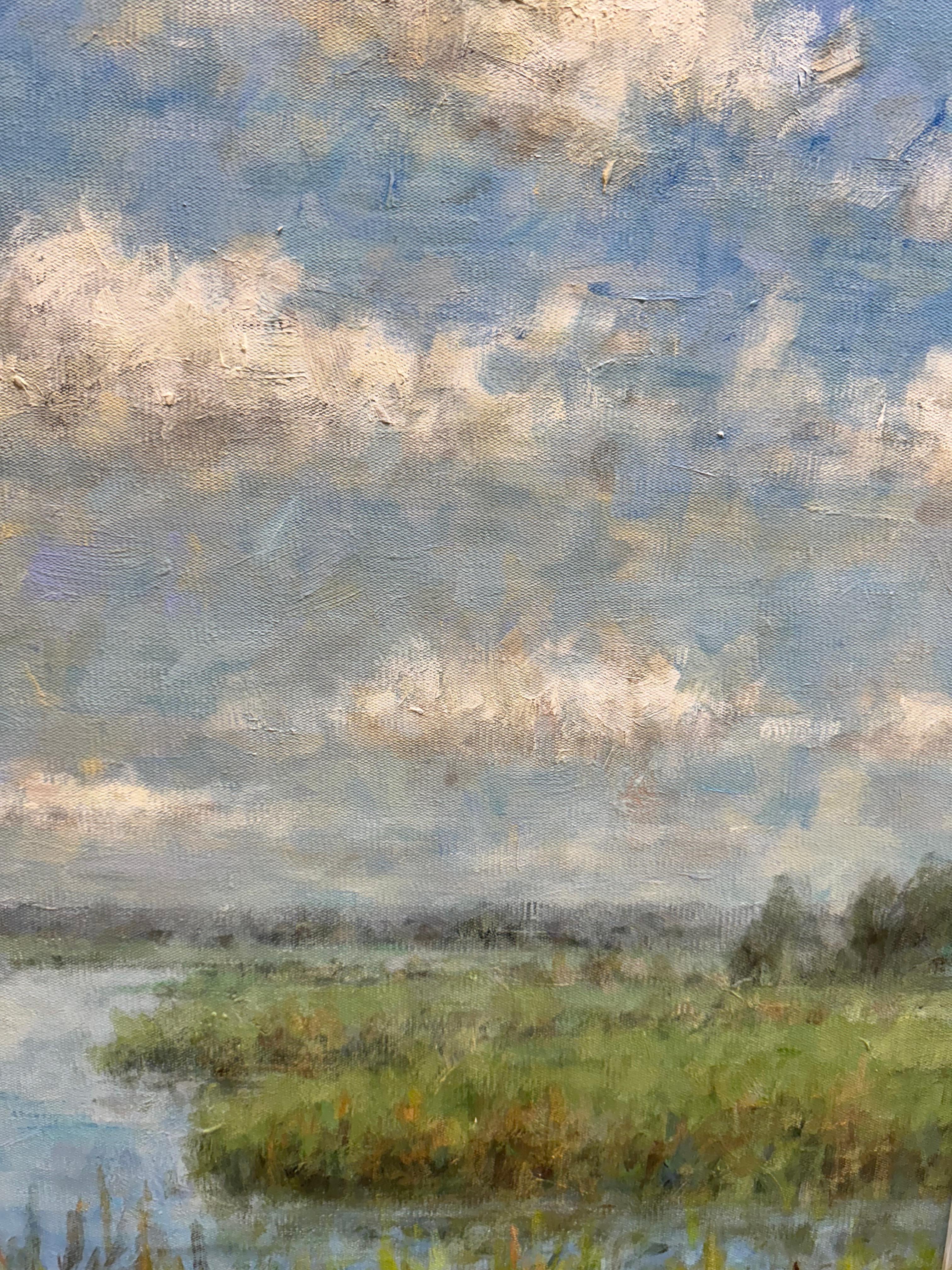 Cool Marshes - Gray Landscape Painting by John Young