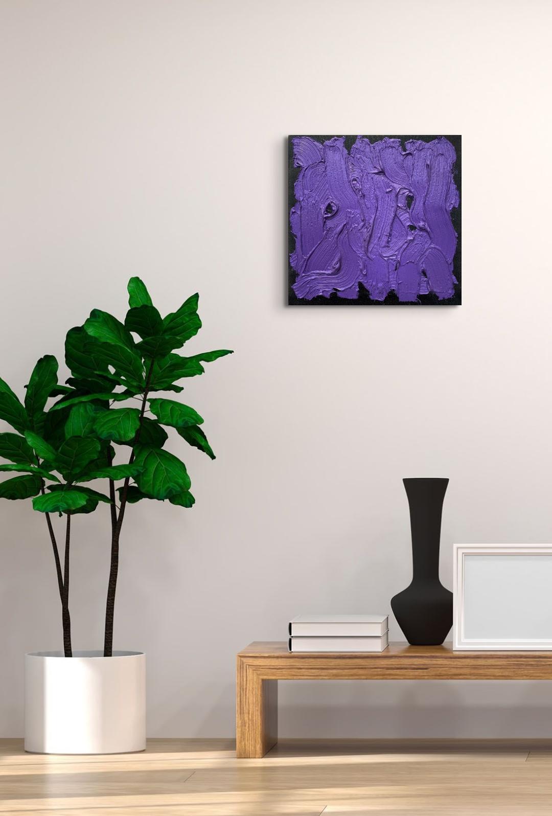 Hysterical Phantasy, purple black abstract - Painting by John Zinsser