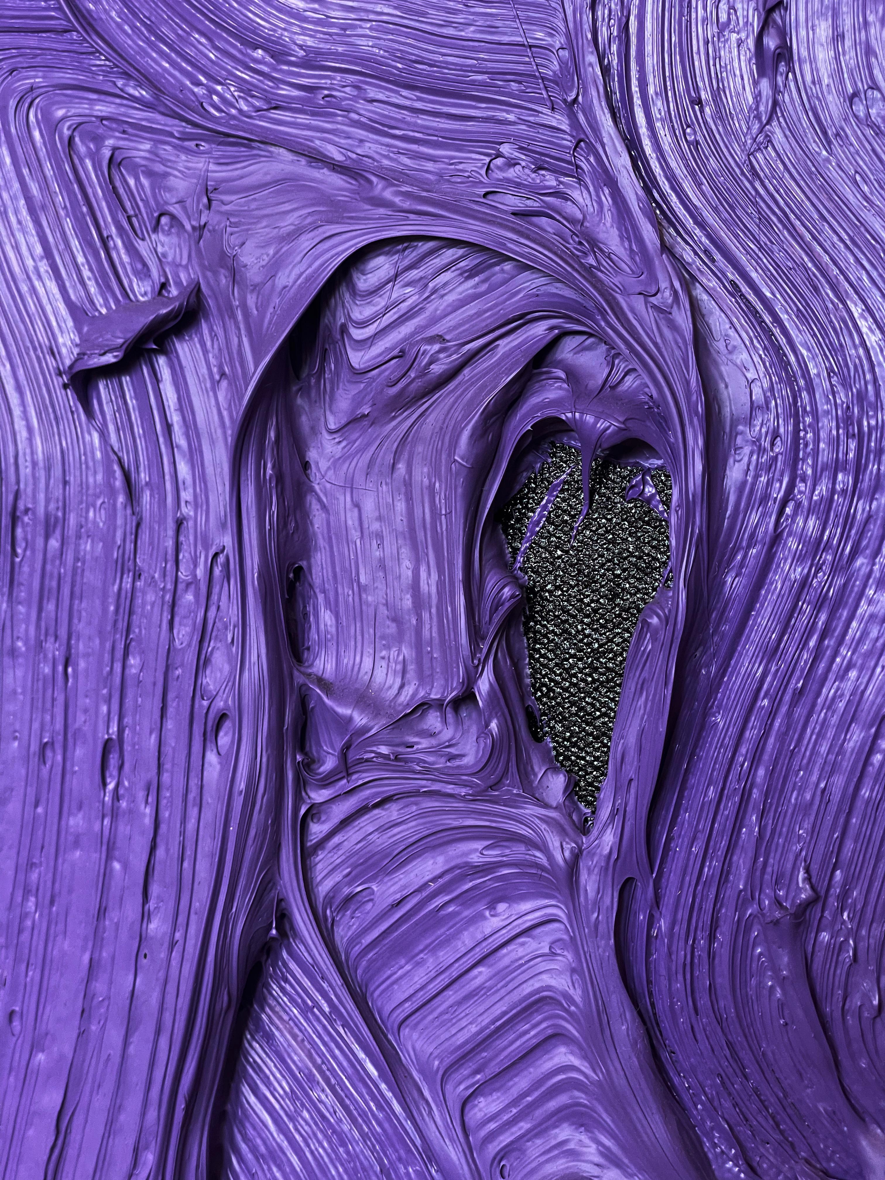 Hysterical Phantasy, purple black abstract - Abstract Painting by John Zinsser
