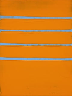 “Pittsburgh Series I" Orange & Blue Minimal Abstract Contemporary Painting