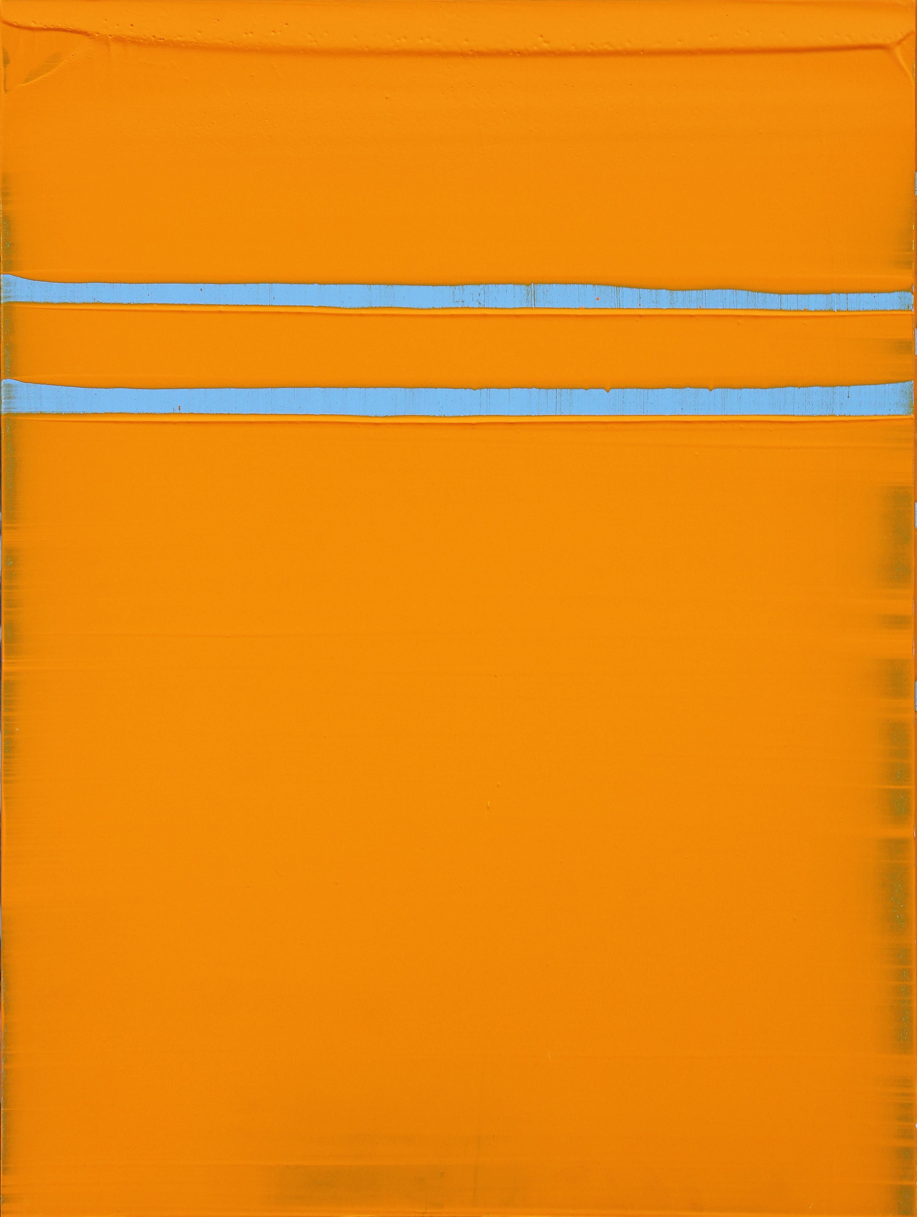 John Zinsser Abstract Painting - “Pittsburgh Series II” Orange & Blue Minimal Abstract Contemporary Painting