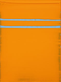 “Pittsburgh Series II” Orange & Blue Minimal Abstract Contemporary Painting