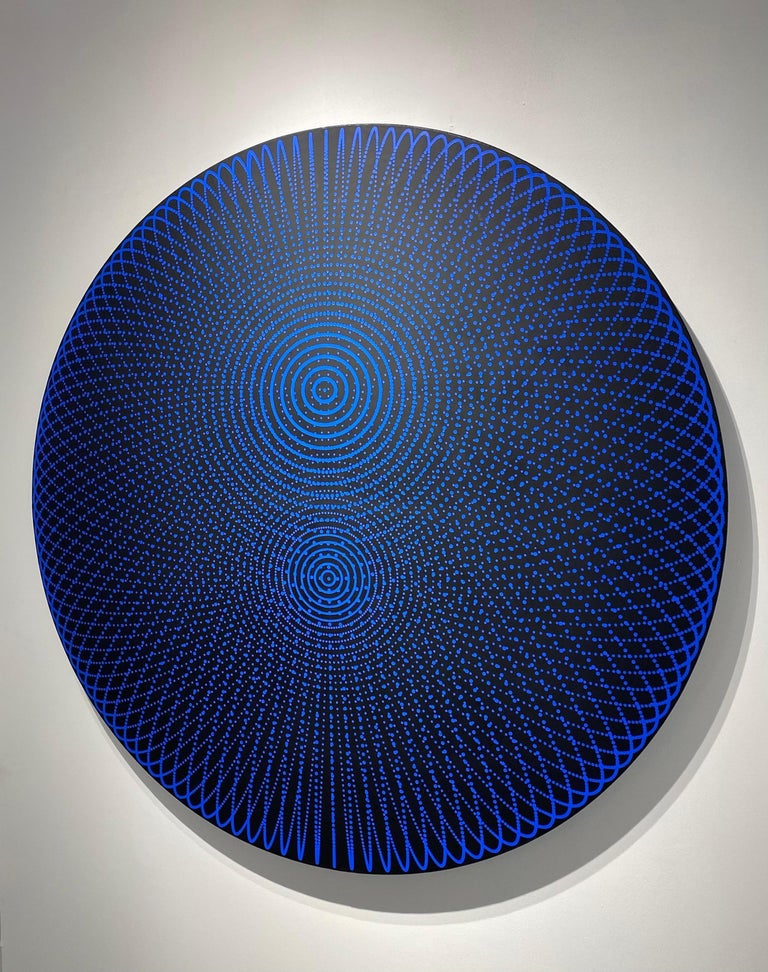 Cobalt Blue Translucent Orb - Op Art Painting by John Zoller