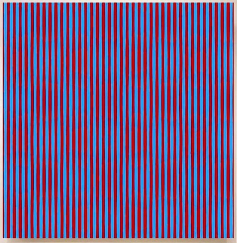 John Zoller, Red Hydrogen Blue Protons - Painting by John Zoller