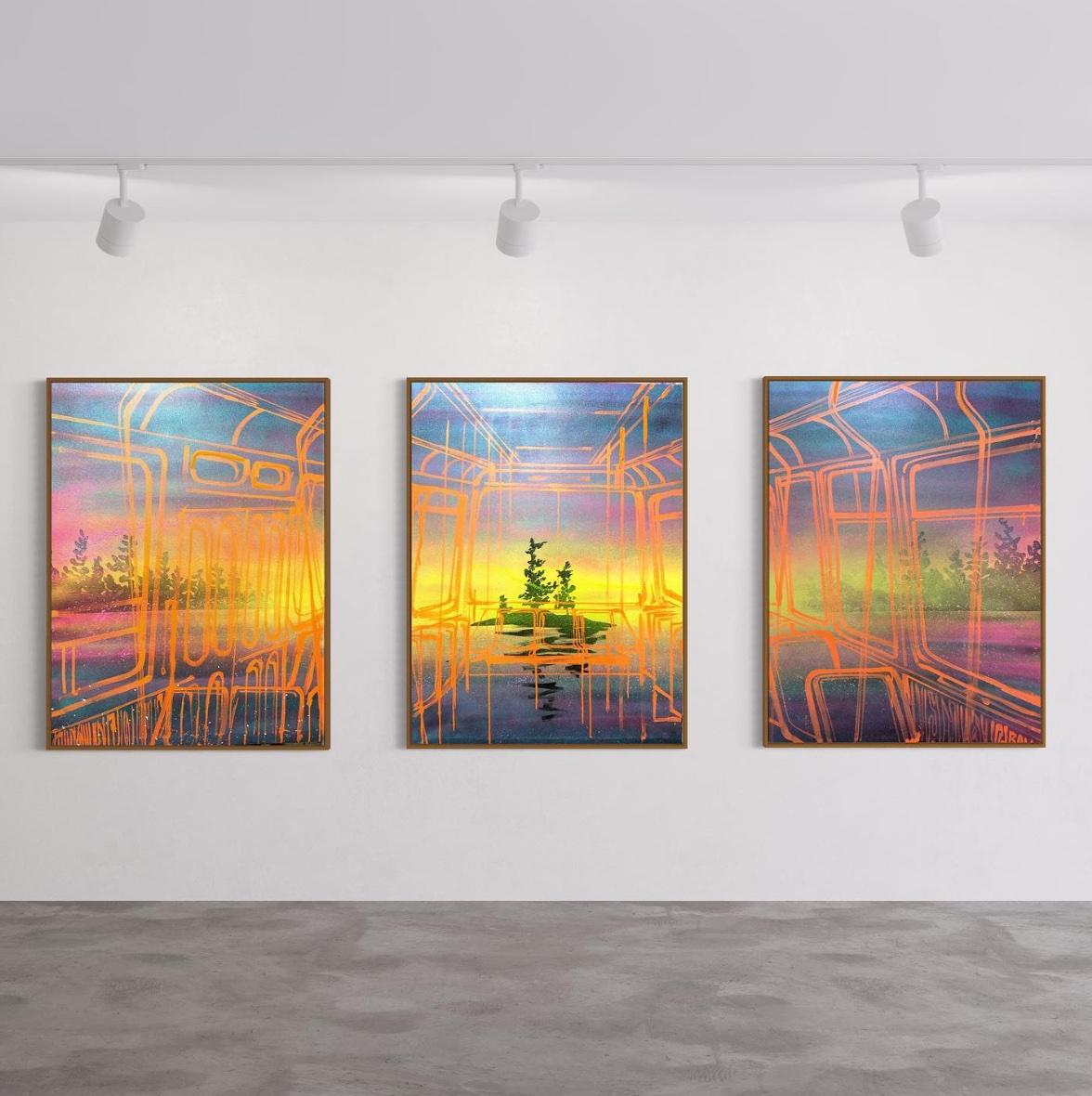 Johnathan Ball Abstract Painting - Sunrise Triptych