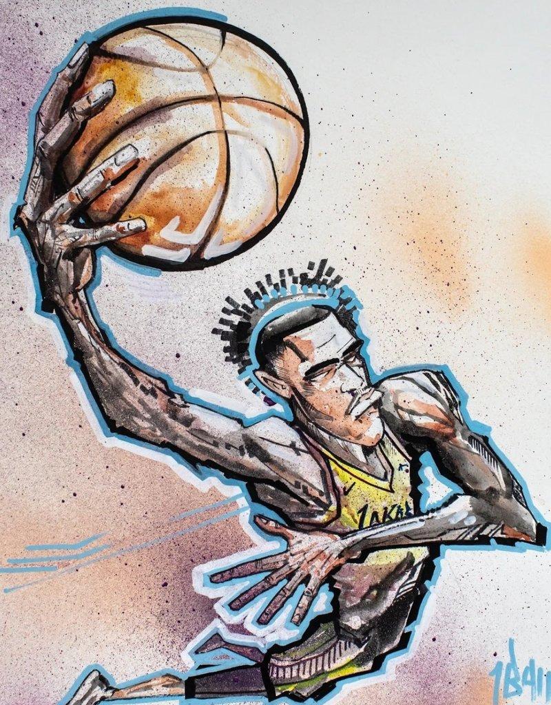 Johnathan Ball Figurative Print - Lonzo Ball Lakers (Hand signed by Lonzo Ball)