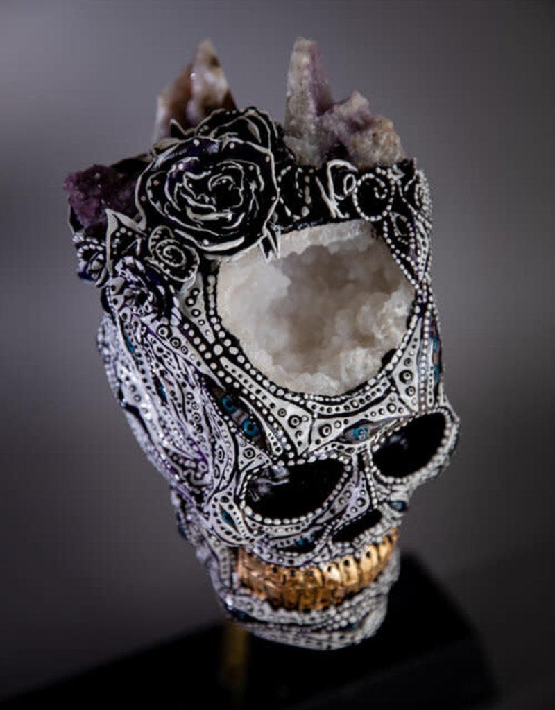 16-18”h x 12”w x 6”d
Original Sculpture - Polymer clay, gold leaf, amethyst crystals, coral, with black marble base
Hand Signed by Johnathan Ball