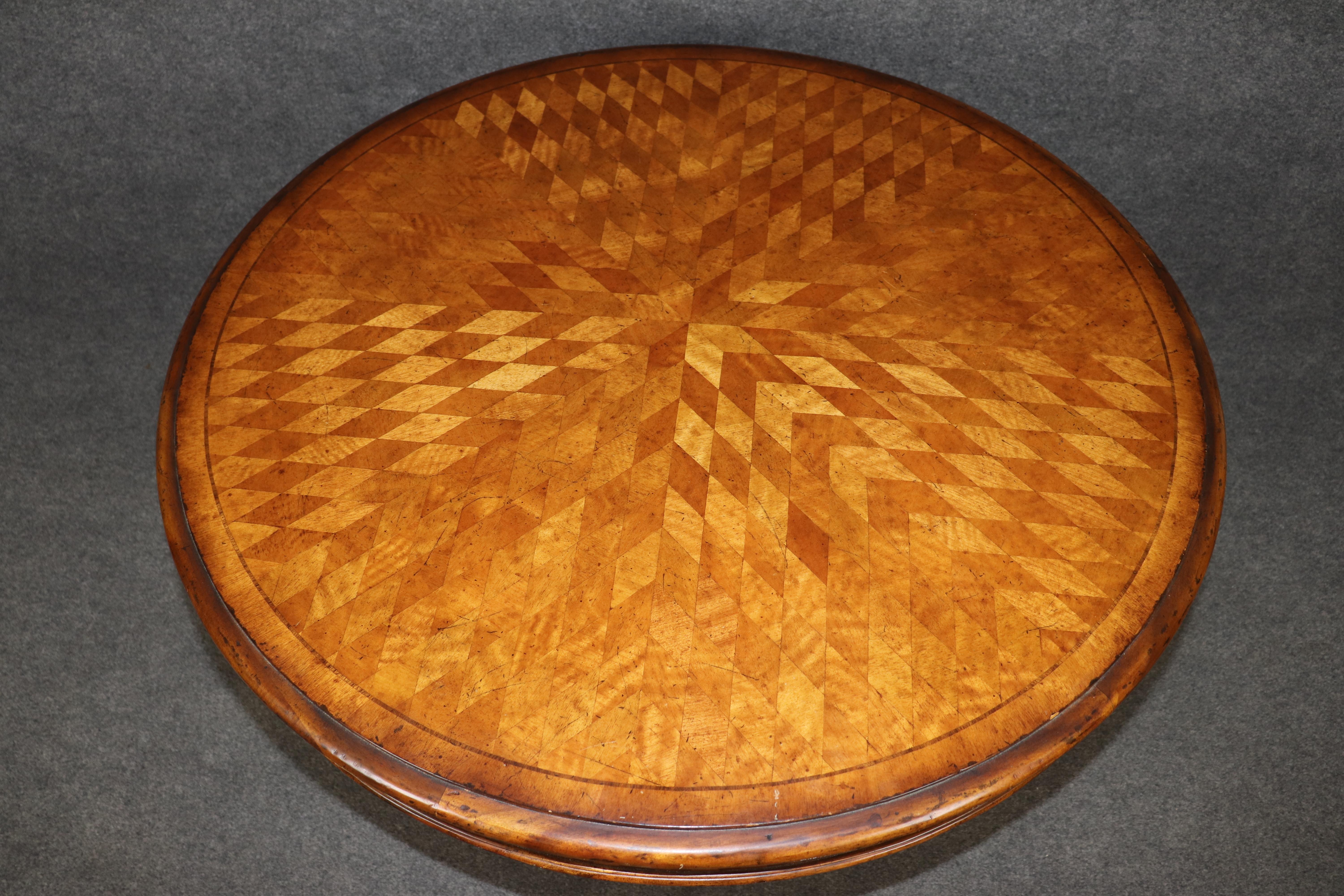 Johnathan Charles English Walnut Parquetry Center Table For Sale 1