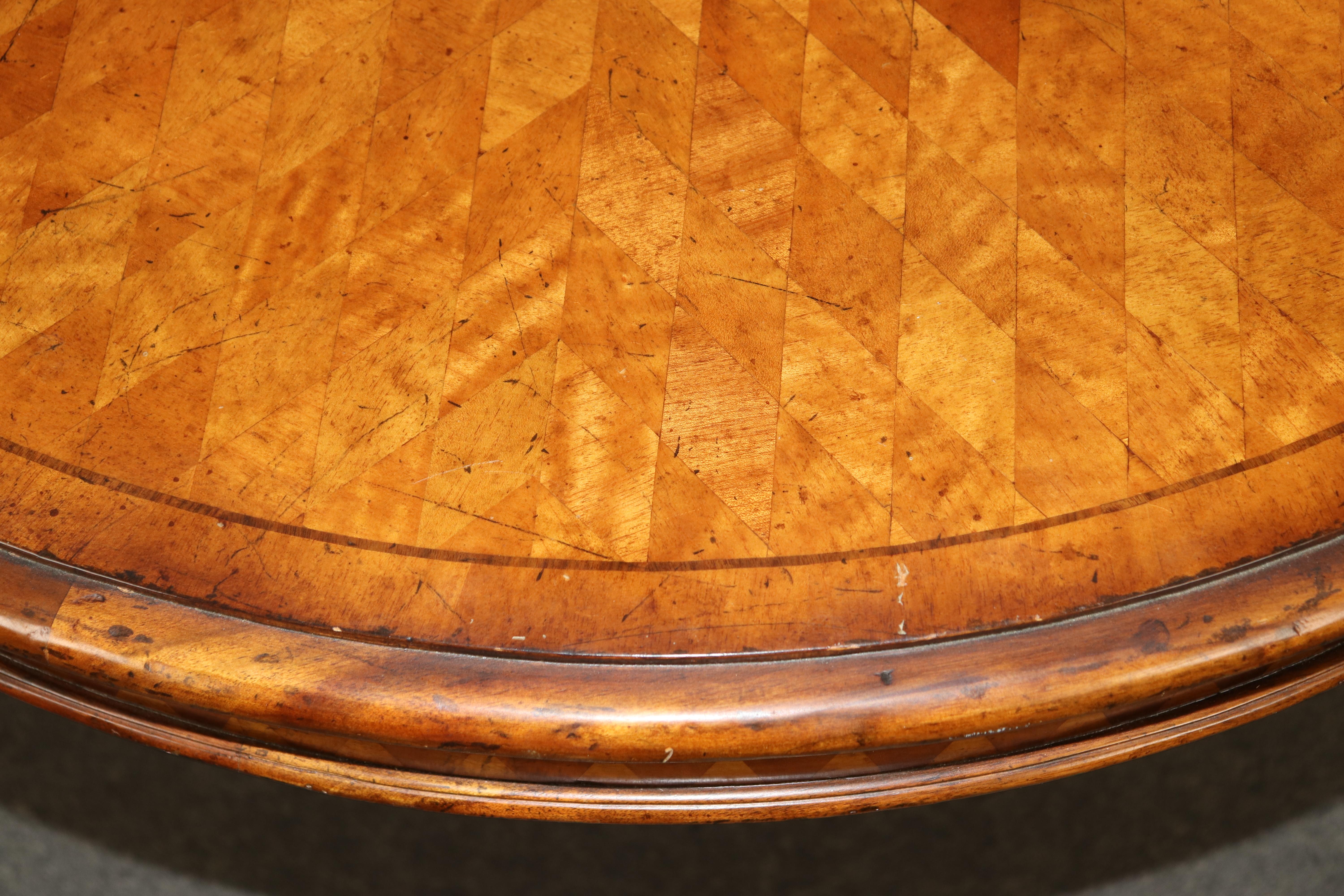 Johnathan Charles English Walnut Parquetry Center Table For Sale 2