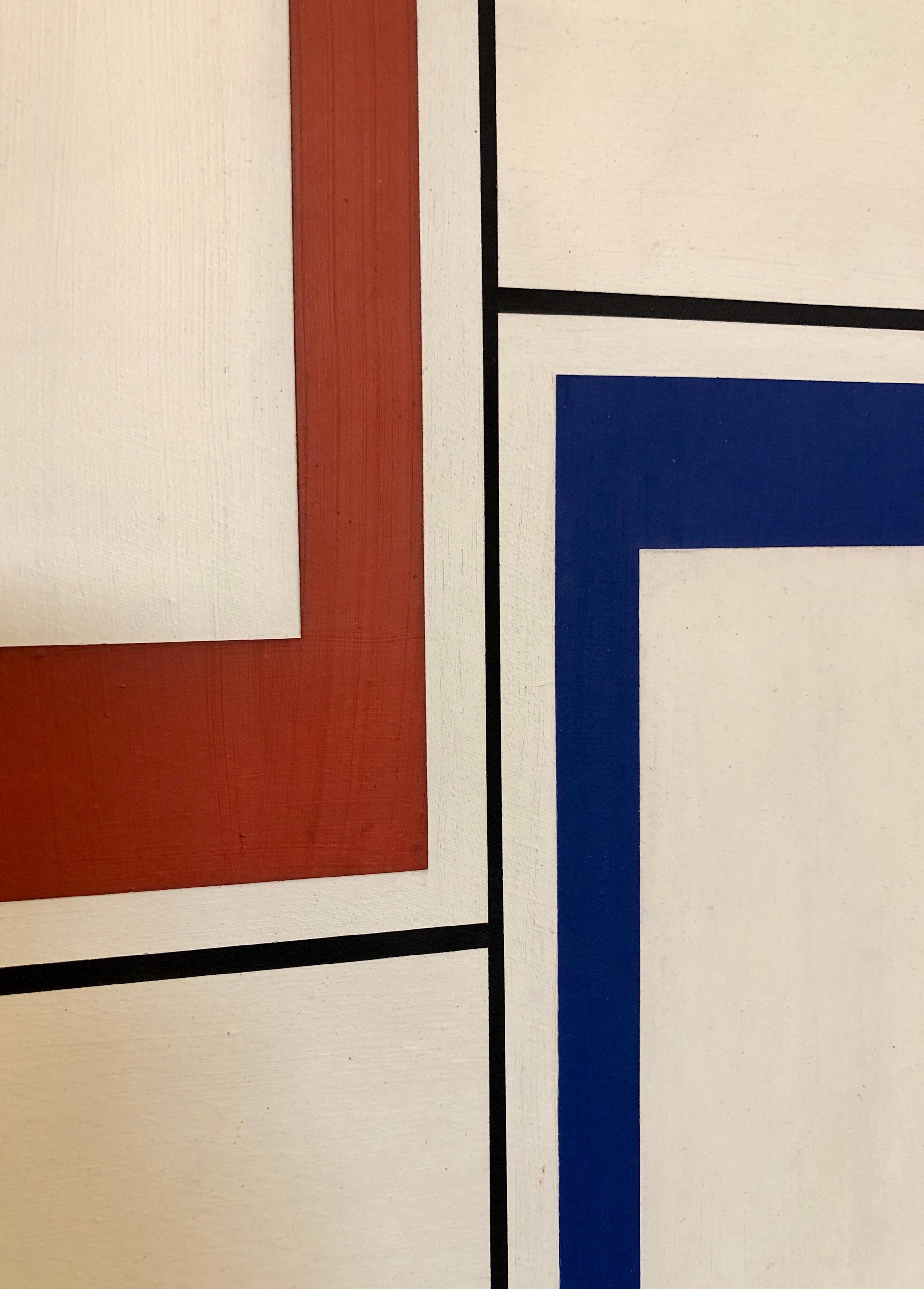 Cette œuvre s'inspire d'Ilya Bolotowsky et de Piet Mondrian. Un bel exemple de l'abstraction géométrique des années 1970. 
L'artiste, peintre et maître photographe Jonathan Singer est né en 1948. Jeune homme, Singer, un New-Yorkais de naissance  a