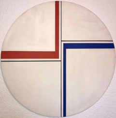 1972 Pintura al óleo abstracta Homenaje a Ilya Bolotowskiy Abstracción de bordes duros