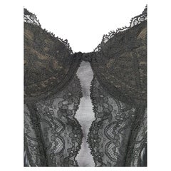 JohnGalliano Korsett ChristianDior MadeInFrance Schwarzes SpitzenLogo Boxed Halterbüstier