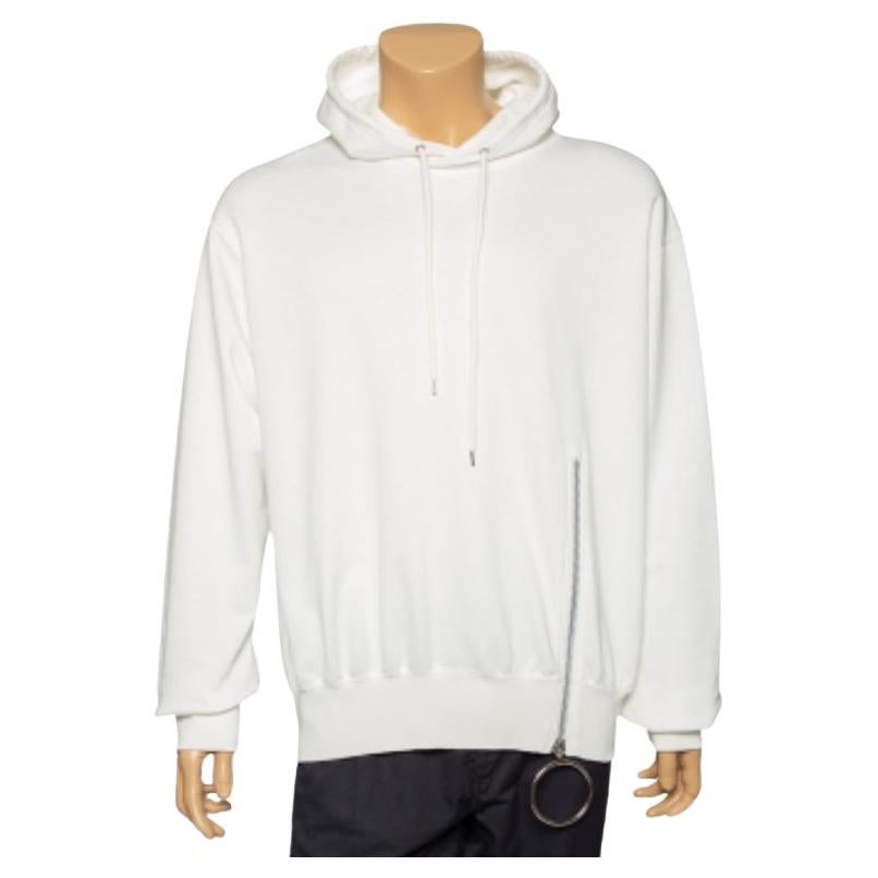 Johnlawrencesullivan Sudadera blanca de algodón con cremallera L en venta