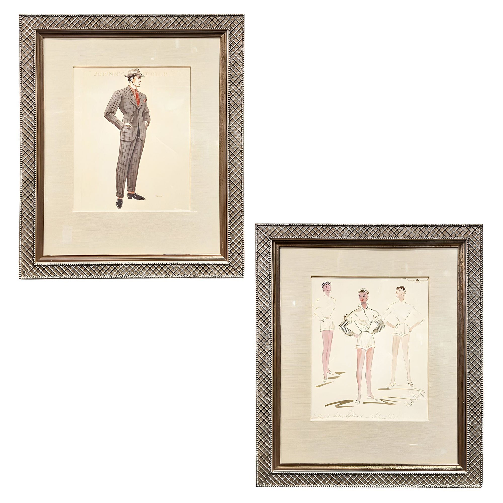 Johnny Apollo & Sabrina Costume Design Prints by Edith Head, Pair en vente