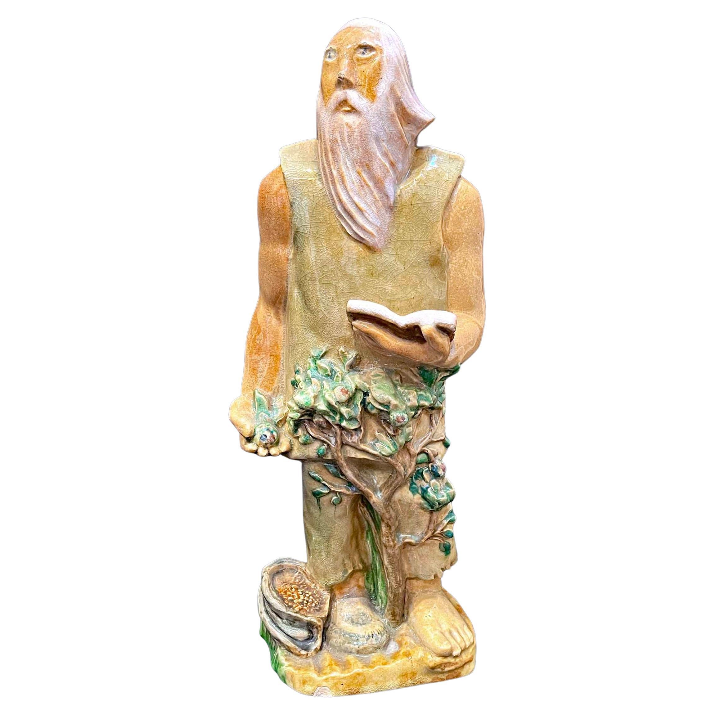 "Johnny Appleseed", Important WPA Ceramic Sculpture by Hanson(m), 1930s For Sale