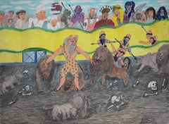 "DANIEL IN THE LIONS DEN" SCHWARZES TEXAS-FARBEITENKÜNSTLER JONNY BANKS