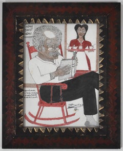 "HOME SWEET HOME" BLACK FOLK ART MULTI MEDIA  JOHNNY BANKS (1912-1988) SAN ANT.