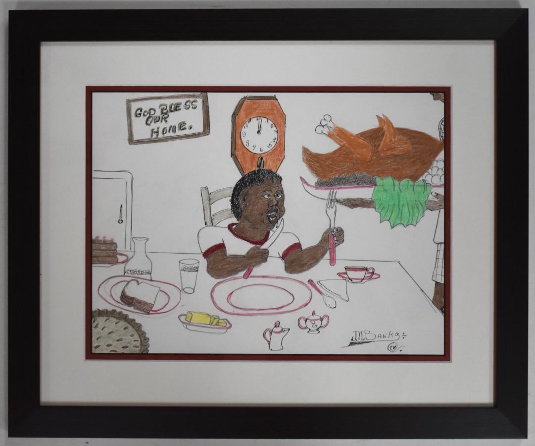 Art populaire noir "THANKSGIVING" ! Le premier artiste noir du Texas, Johnny Banks, est décédé en 1988