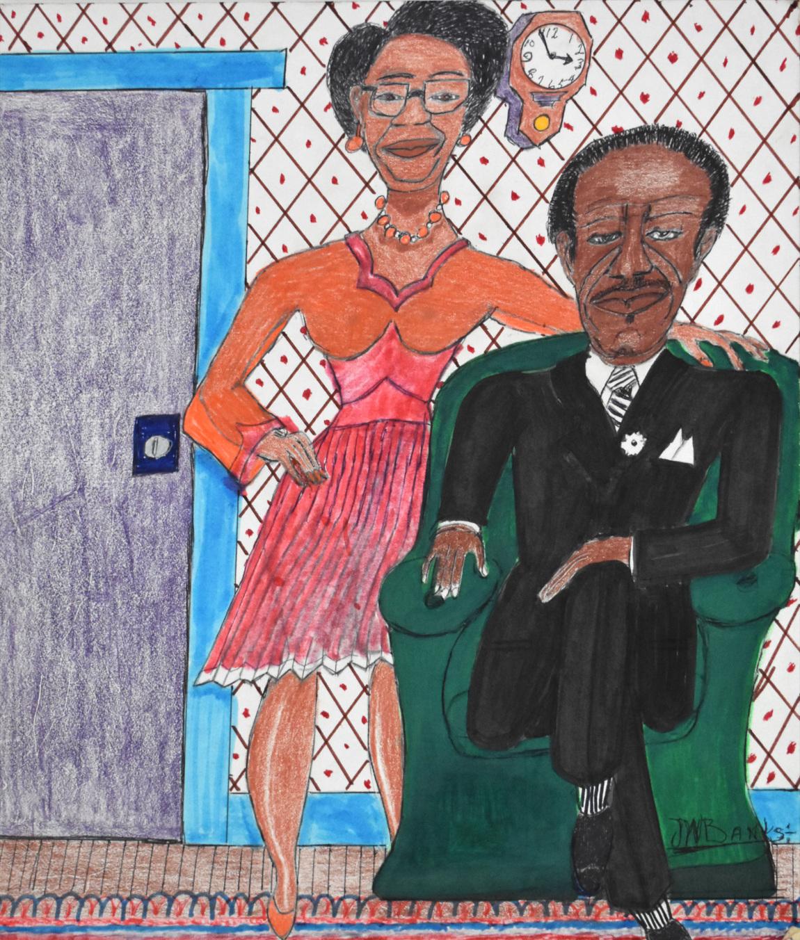 « THE BANKS » PREMEIR BLACK FOLK ARTIST JOHNNY BANKS DIED 1988 - Artisanat Mixed Media Art par Johnny Banks