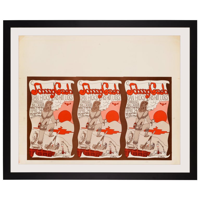 Johnny Cash Original Vintage Concert Poster, American, 1968 at 1stDibs