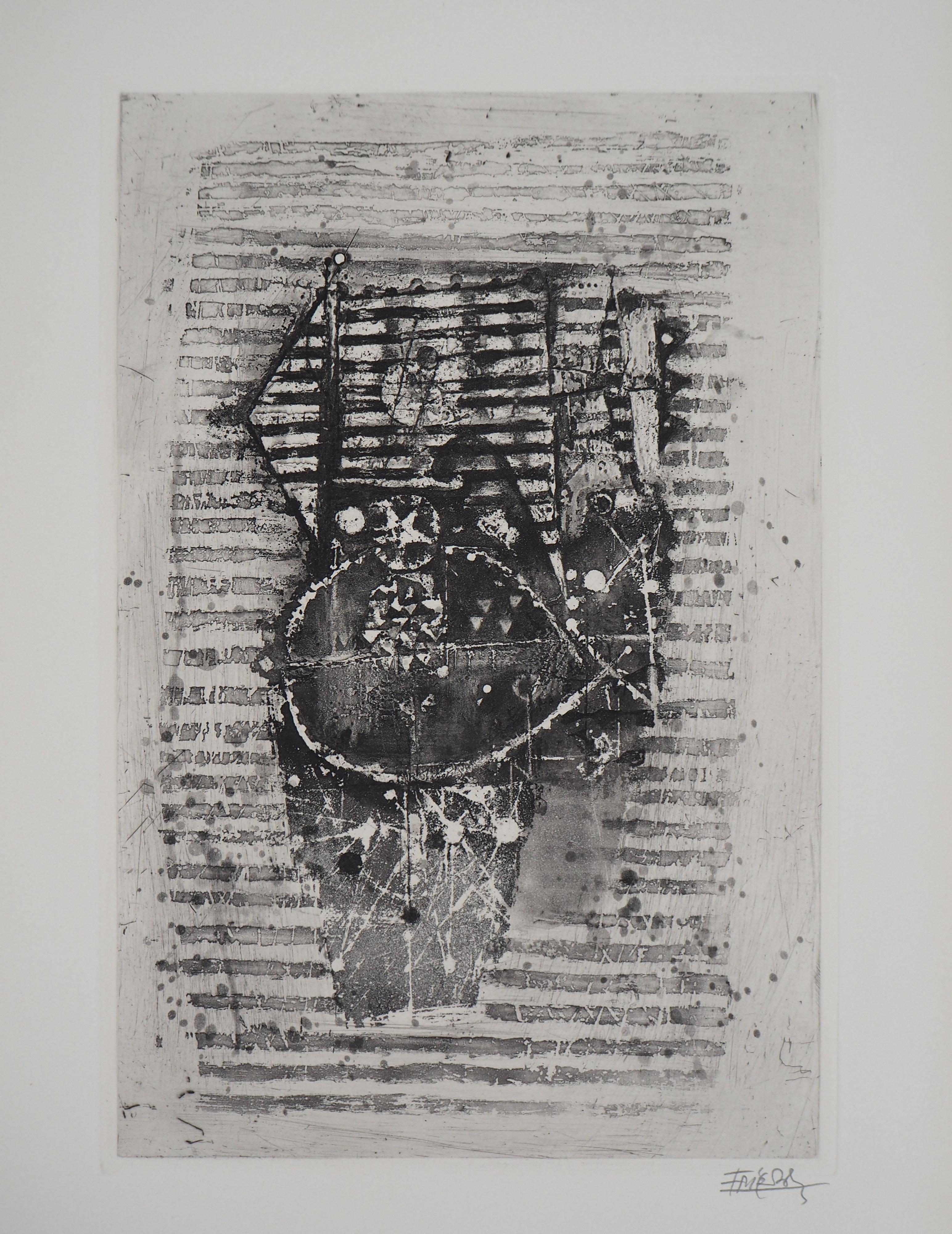 Fishes - Original handsignierte Radierung, 1963 (Moderne), Print, von Johnny Friedlaender